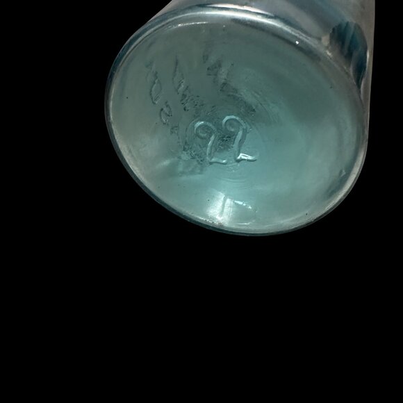 Vintage Swayzee’s improved Mason Blue Glass Quart  Jar zinc lid FLAW Bubble - Picture 3 of 4